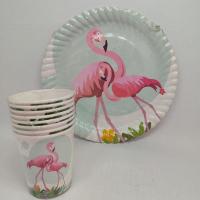 Flamingo Temalı Karton Tabak Bardak Seti - 8 Kişilik