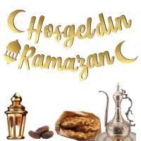 Ramazan Temalı Led Işıklı Kaligrafi Hoşgeldin Ramazan 5 Parça Süsleme Seti