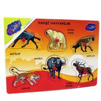 Ahşap Tutmalı Vahşi Hayvanlar Puzzle