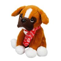 Atkılı Oturan Peluş Köpek - Kahverengi - Beyaz
