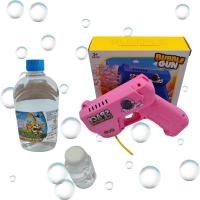 Çok Delikli Pilli Astronot Köpük Atan Baloncuk Tabancası Ve Likiti - Pembe