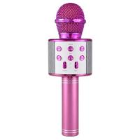 Karaoke Mikrofon Bluetooth Hoparlör Usb Sd Kart ve Aux Girişli - Pembe