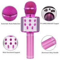 Karaoke Mikrofon Bluetooth Hoparlör Usb Sd Kart ve Aux Girişli - Pembe