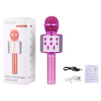 Karaoke Mikrofon Bluetooth Hoparlör Usb Sd Kart ve Aux Girişli - Pembe