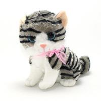 Peluş Sesli Tekir Kedi - Gri Siyah