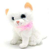 Sesli Oturan Peluş Kedi 25 Cm. - Beyaz