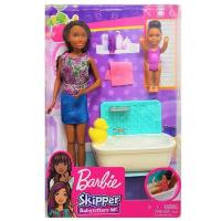 Barbie Bebek Bakıcılığı Bebeği ve Aksesuarları Oyun Seti FHY97 - Esmer Bebek Küvetli