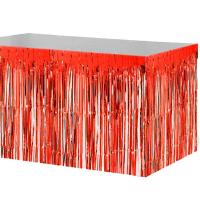 Metalik Folyo Kırmızı Püskül Masa Eteği 75x400 Cm