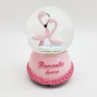 Romantic Love Çift Flamingo Temalı Kurmalı Kar Küresi