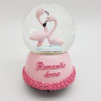 Romantic Love Çift Flamingo Temalı Kurmalı Kar Küresi
