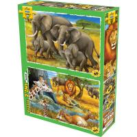 Safari Hayvanları 2in1 Puzzle Seti 50-100 Parça